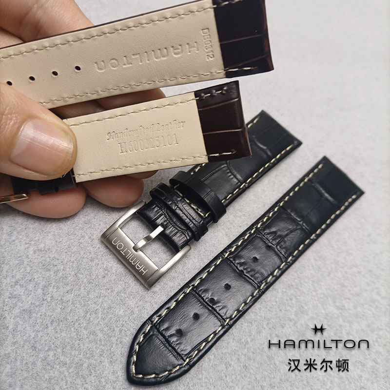 สายหนังแท้ ปรับให้เข้ากับนาฬิกา Hamil/Hamilton ดั้งเดิม Khaki Field War Jazz H70605731เข็มขัด