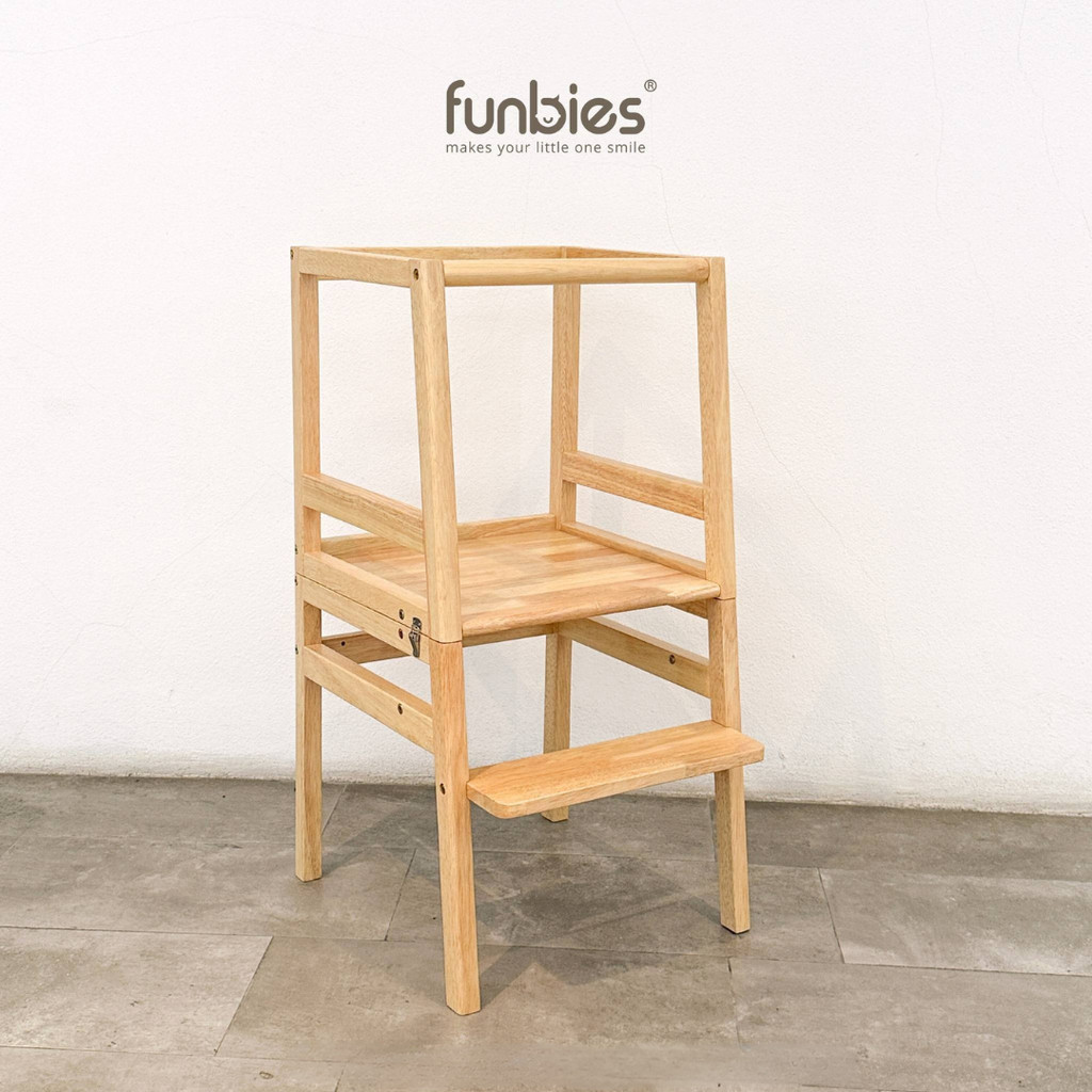 Funbies Baecere Convertible Learning Tower - สีขาวธรรมชาติ