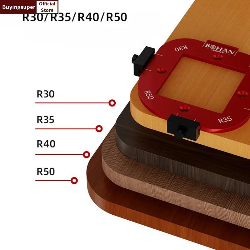 JOE 4in1 งานไม้ Router Arcs มุมตําแหน่งแม่แบบมุม Radius Routers R10-R50 รัศมี Jig ตําแหน่งเครื่องมือ
