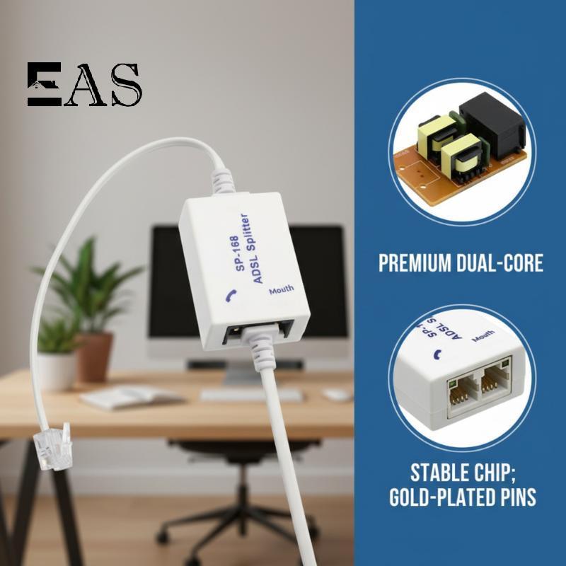 [EA] 1 ชิ้น DSL กรอง Splitter ADSL Splitter สําหรับโทรศัพท์สายชาย 2 หญิง RJ11 6P4C/6P2C โทรศัพท์โมเด