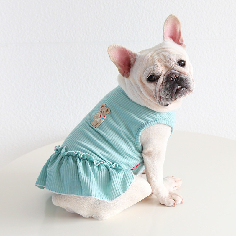 French Fighting Fat Dog Fat Cat Rainbow Bear Pit Strip Vest Skirt Pet Cat Dog Clothes British Fighti