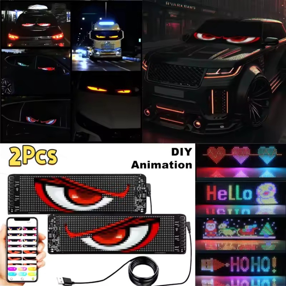 2PCS กระจก Devil Eyes Bliking กระพริบ LED Eyes ชุดกระจกเรืองแสง Devil Eyes รถบรรทุกหน้าต่างหน้าจอ LE