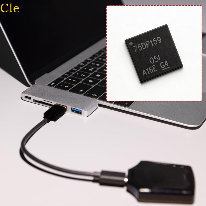 Cle 75DP159 6Gbps RETIMER IC เปลี่ยนภายในสําหรับเกม DisplayPort ไปยังเสียงพอร์ตวิดีโอการแปลง 6 Gbps 