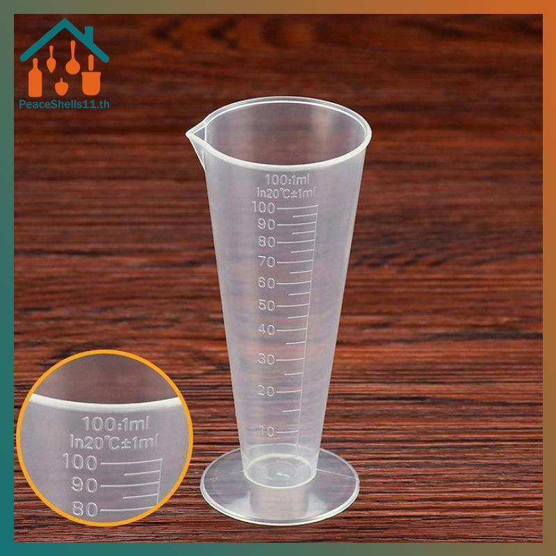 PeaceShells 100ML ถ้วยตวงพลาสติกพร้อม Spout โปร่งใส Scale Kitchen Bar Liquid Container TH