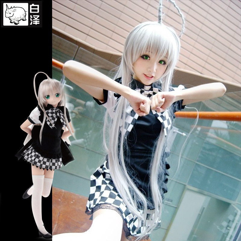 คอสตูมคอสเพลย์ Stealth Bar Nayako - ชุดแม่บ้านสีดําและสีขาวสําหรับผู้หญิง | ไฮโยเร่! Nyaruko-san แรง