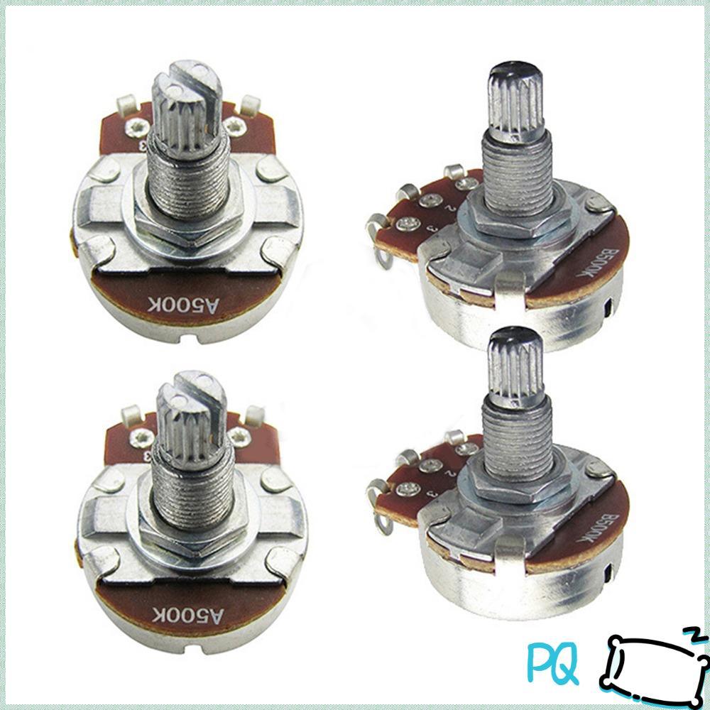 PQ แยกเพลา Linear Taper หม้อ,เงิน A500K/B500K/A250K/B250K Volume Tone Guitarra หม้อ, โลหะทนทาน 18 มม