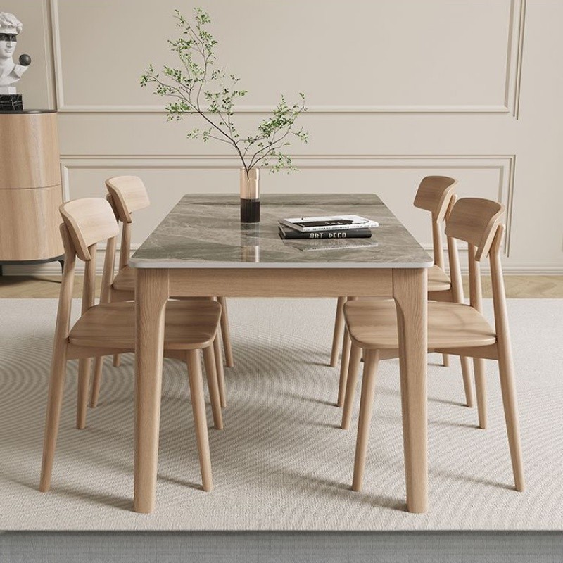 Solid Wood Table Long Table Dining Room Furniture Dining Table and Chair Combination Simple Dining T