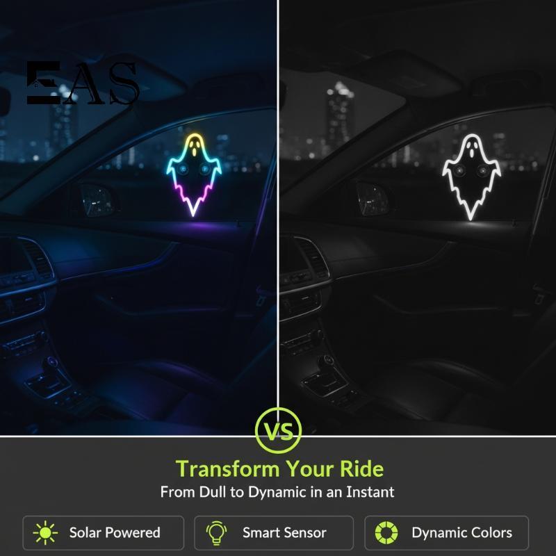 [EA] ไฟ LED Ghost Ambient Plug and Play Dynamic ด้านหลังกระจก Expression ไฟตกแต่งสําหรับภายในรถยนต์ภ