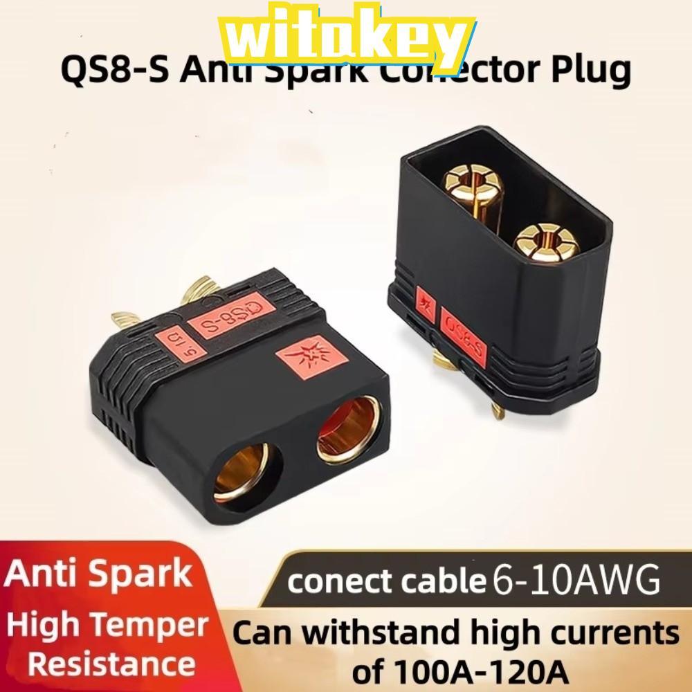 WITAKEY QS8P-S ปลั๊กแบตเตอรี่, ขั้วต่อป้องกันการ Spark QS8-S สีดํา, กําลังสูงชุบทอง QS8-S MF ปลั๊กชุ