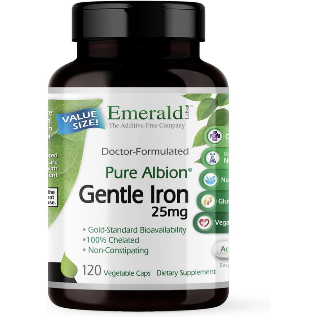 EMERALD LABS Gentle Iron 25mg, 120 แคปซูลผัก (120 วัน)