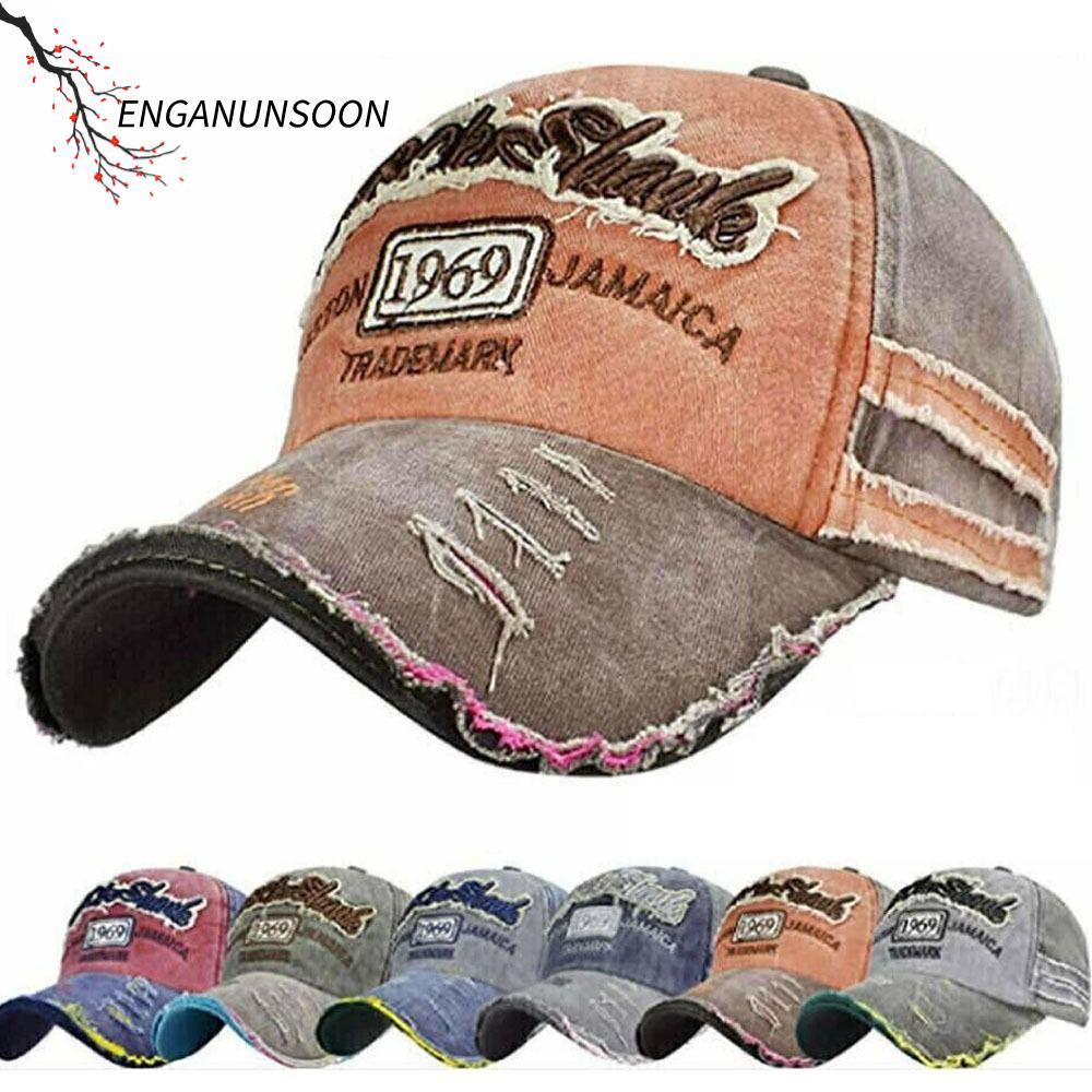 ENGANUNSOON Distressed Faded Cap ผู้ชายผู้หญิงปรับ Vintage ครีมกันแดดหมวก