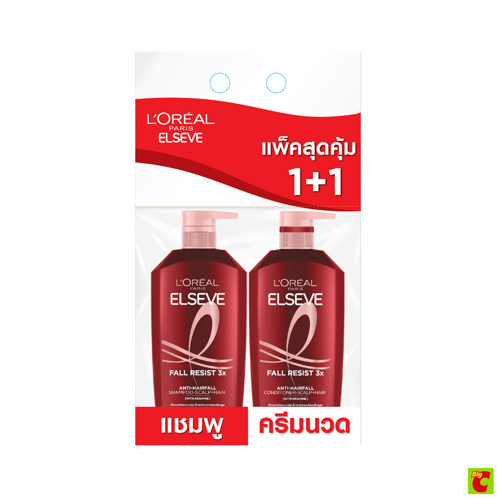 ลอรีอัล ปารีส เอลแซฟ ฟอล รีซิสท์ 3x แอนไท-แฮร์ฟอล แชมพู+ครีมนวด 400+375 มล.