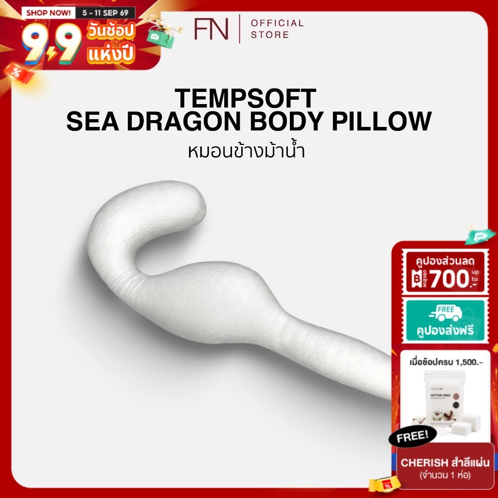 CHERISH TEMPSoft หมอนข้าง ทรงม้าน้ำ หมอนม้าน้ำ เหมาะกับทุกท่านอน นวัตกรรมปรับความนุ่มตามอุณหภูมิร่างกาย หมอนข้างคนท้อง