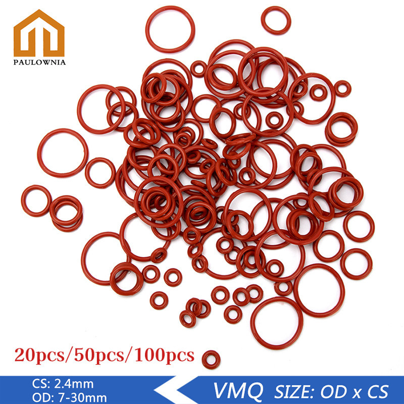 20/50/100pcs สีแดง VMQ ซิลิโคน Oring CS2.4mmGasket สําหรับสกรู/ท่อ/มอเตอร์/DIY กันน้ําซีล