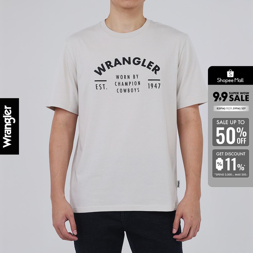 WRANGLER เสื้อยืดแขนสั้นผู้ชาย รุ่น WR S526MTSSF49 สีเบจ