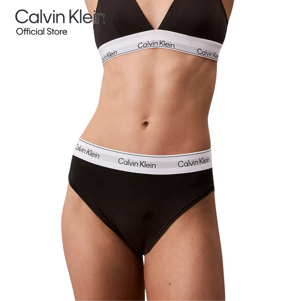 CALVIN KLEIN กางเกงชั้นในผู้หญิงเอวสูง Icon Cotton Modal High Waist Bikini รุ่น QF8525 UB1-สีดำ