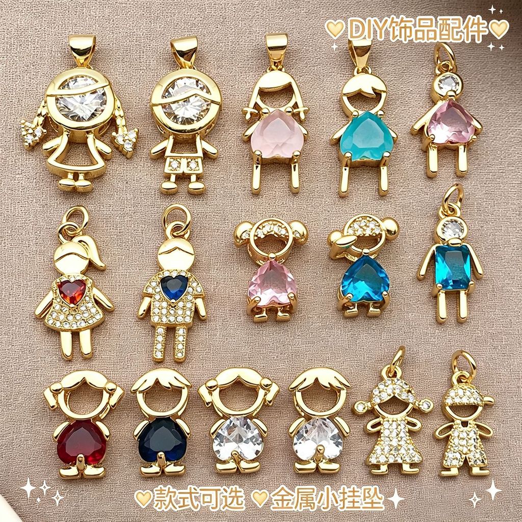 อุปกรณ์เครื่องประดับ DIY Simple สร้อยคอสร้อยข้อมือ All-Match ทองแดงชุบทองแท้ฝังเซอร์โคเนียมจี้ชายหญิ