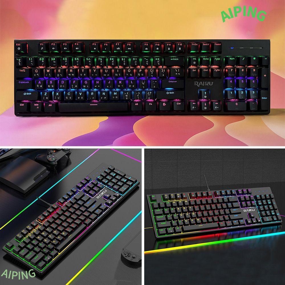 NG1ZX RAIKA L3000 คีย์บอร์ด, 104 คีย์การเชื่อมต่อ USB Gaming Mechanical Keyboard, พร้อม Knob Silent 