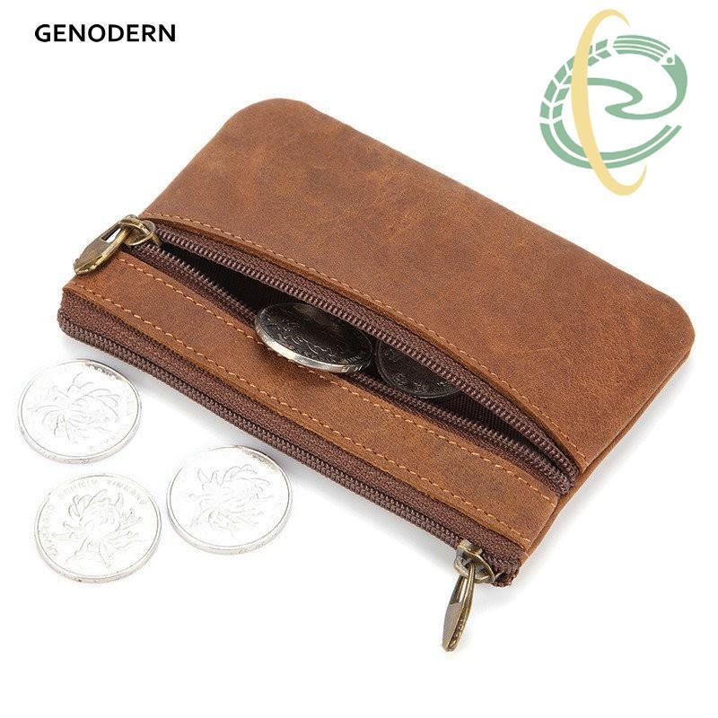 Ai1 VintCrazy Horse Cowhide Men Coin Purse Zipper Coin Card Holder Vintage Coin Bag