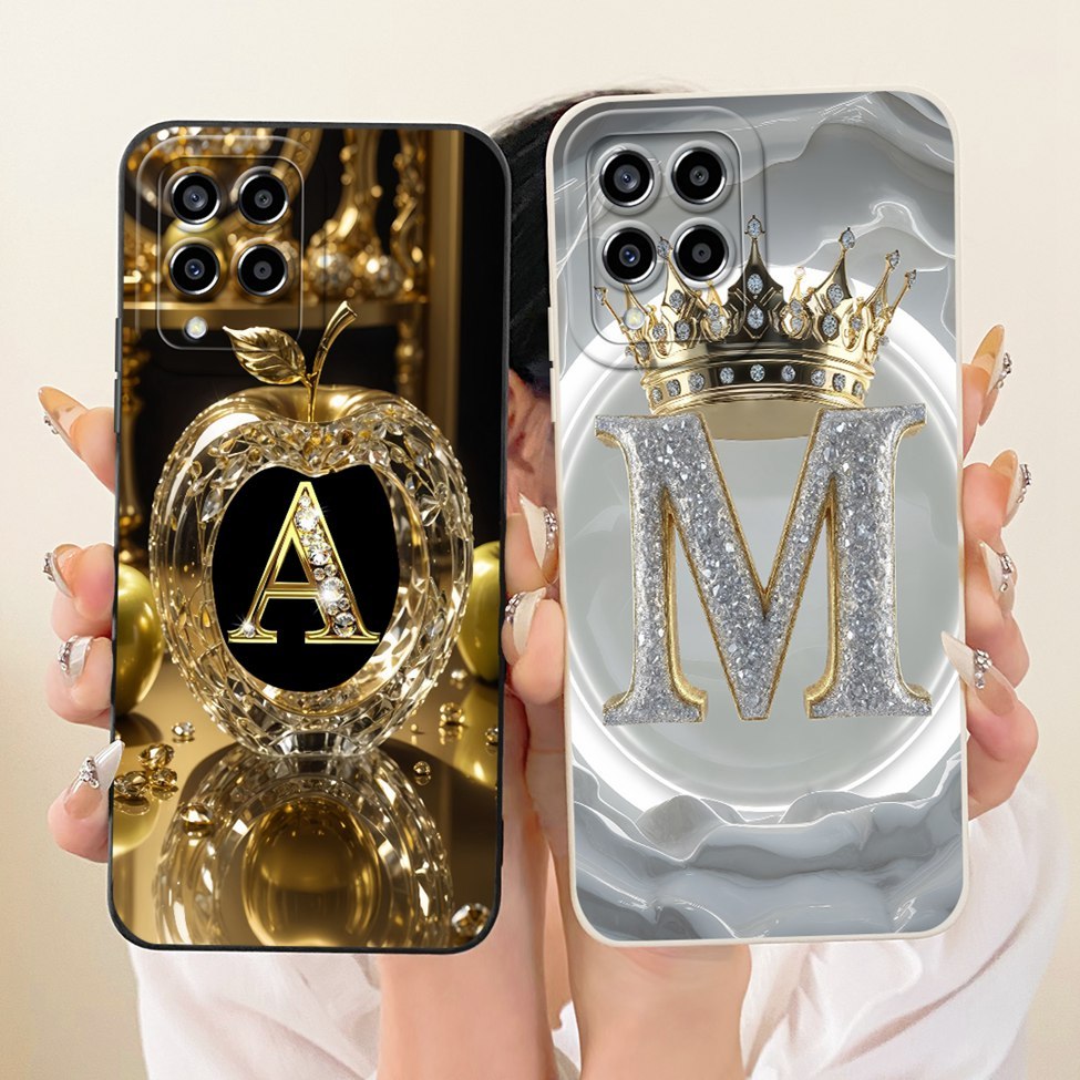 สําหรับ Samsung M33 5G กรณี SM-M336B ความงามหรูหราตัวอักษรแฟชั่น Crown 2D ทาสีสําหรับ Samsung Galaxy