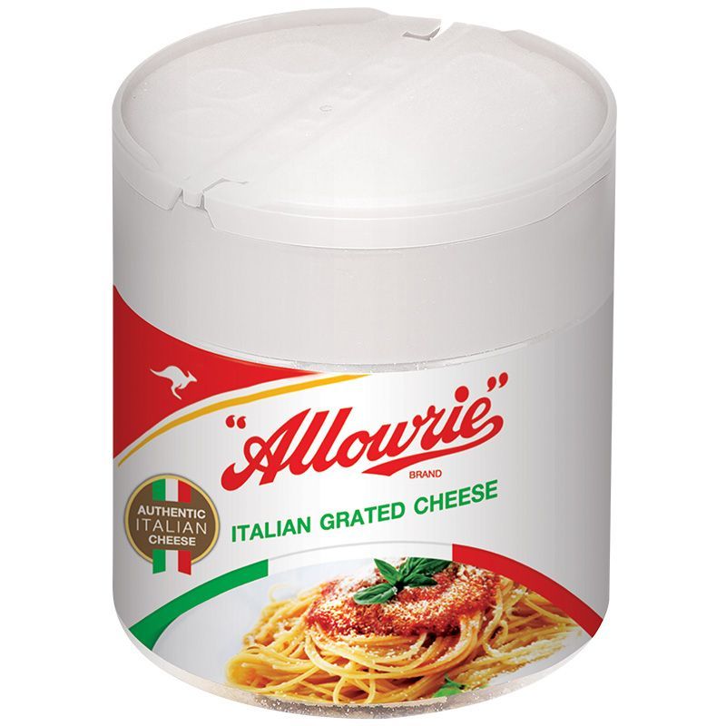 อลาวรี่เกรทเต็ดอิตาเลี่ยนพาร์มีซานชีสป่น 80กรัม Allowrie Grated  Italian Parmesan Cheese 80g.