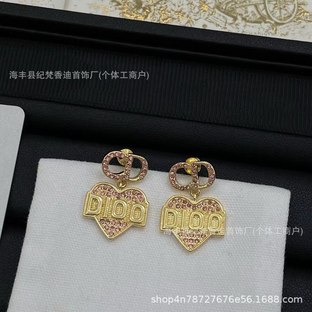 HN4R Factory Live Full Diamond Love CD ต่างหูต่างหูหญิงการค้าต่างประเทศแฟชั่น All-Match D ต่างหู