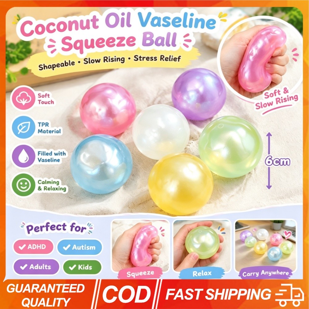 VASELINE 6ซม.มะพร้าวน้ํามันวาสลีนบีบบอลอยู่ไม่สุขของเล่นรูปร่างช้าเพิ่มขึ้นความเครียดบรรเทาของเล่นแบ