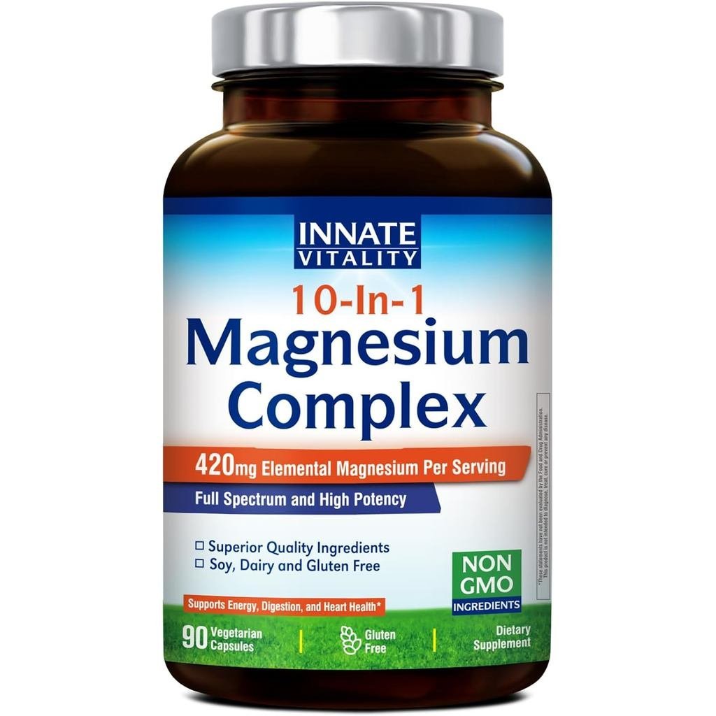 Innate Vitality 10-in-1 Magnesium Complex 960mg, 420mg Elemental Mag ต่อเสิร์ฟ, พร้อม Magnesium Glyc