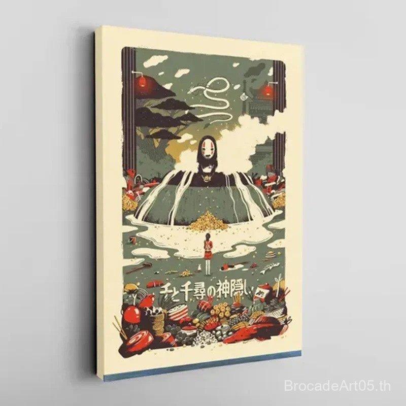 ภาพวาดผ้าใบ poster ภาพแคนวาสมีกรอบ โปสเตอร์ Spirited Away,Studio Ghibli โปสเตอร์ Wall Art,Studio Ghi