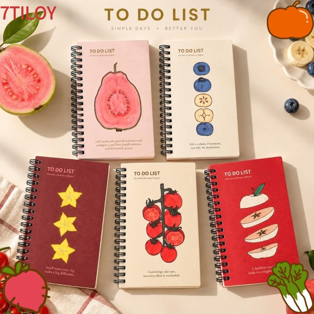 7TILOYSHOP To Do List Notebook, Illustration Cover Aesthetic Journal Notebook, Portable Spiral Bound