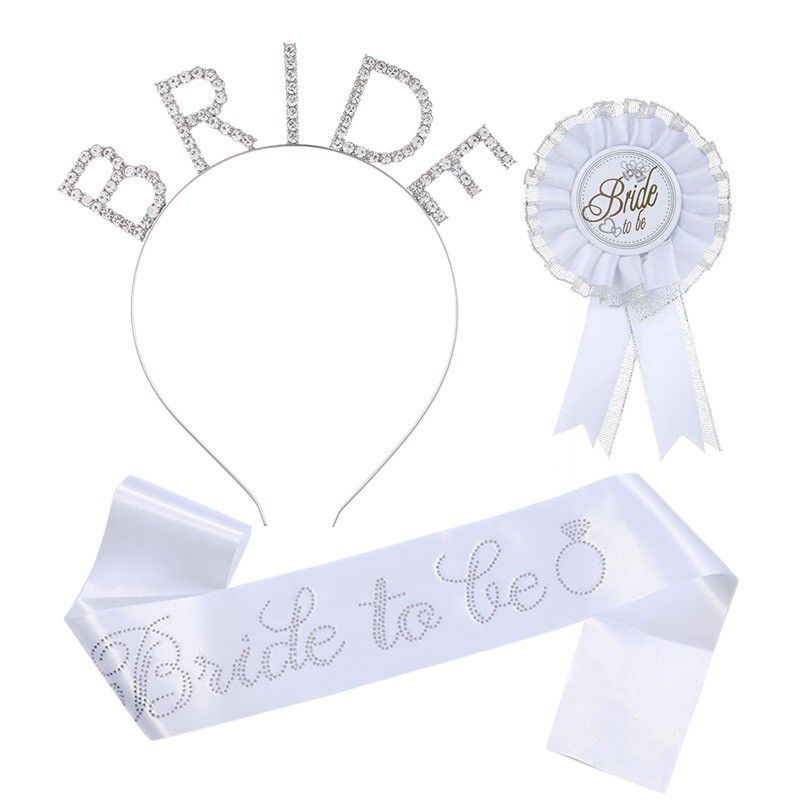 BRIDE TO BE Bachelor Party สายคล้องไหล่ สายคล้องพิธีการแถบคาดศีรษะ Badge FG188JD090HZ006