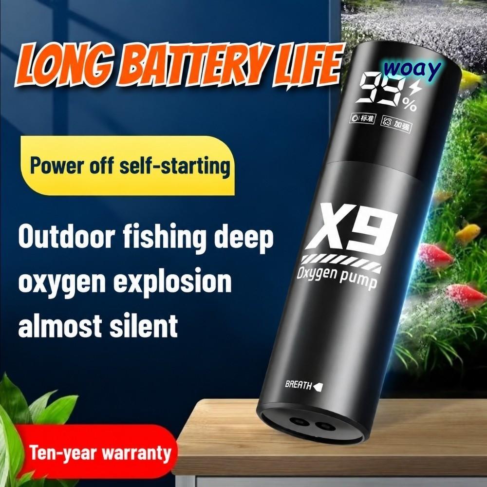 WOAY ปั๊มออกซิเจน,เสียงรบกวนต่ํา 5W Aerator พร้อม 48H Runtime, แบบพกพา USB ชาร์จถังปลา Aerator เงียบถังปลา Aerator สําหรับตกปลากลางคืน