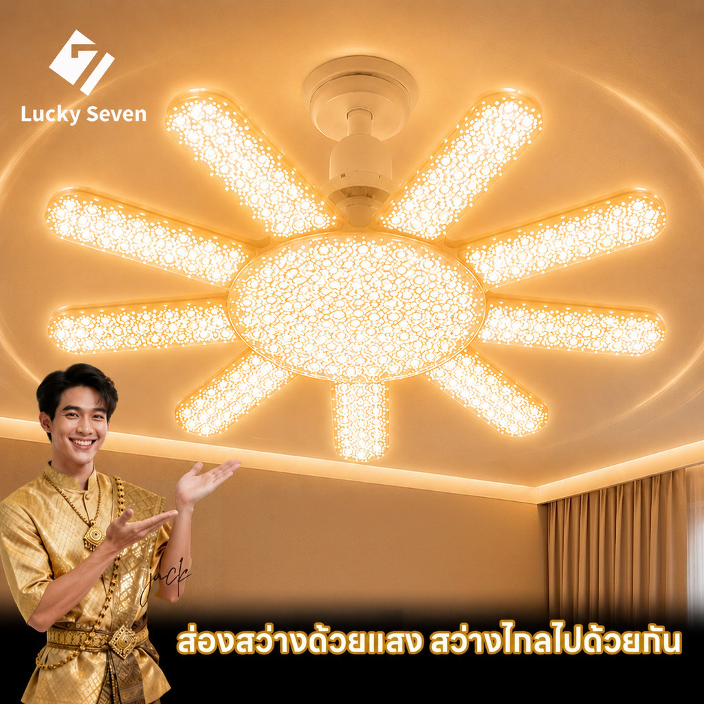 สินค้าพร้อมส่ง หลอดไฟ LED ทรงใบพัด ขั้ว E27 ปรับมุมแสงได้ตามต้องการ พับได้ ประหยัดพลังงานสูง