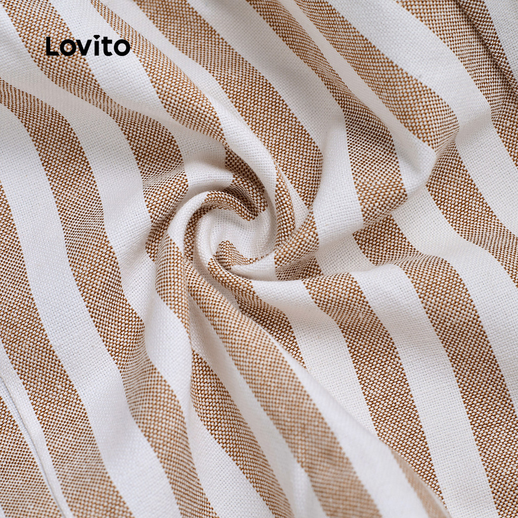 Lovito แคชชวล เสื้อหรือกางเกง หัวเข็มขัดโลหะ แฟชั่นฤดูใบไม้ผลิ/ฤดูร้อน สีน้ําตาล เสื้อหรือกางเกง LBL30237
