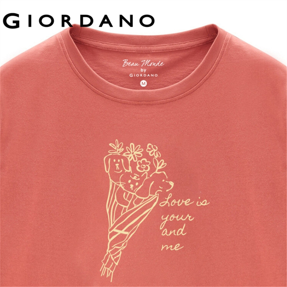 GIORDANO تيشيرت نسائي مطبوع بالزهور — صورة 5
