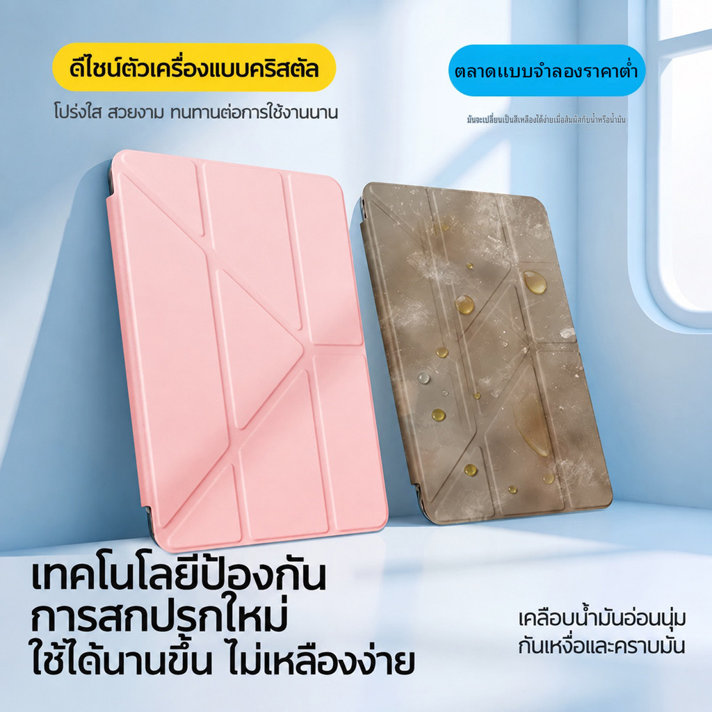 ใสสูง คริสตัล เคสไอแพด for Gen11 9 8 7 10 Air5 6 7 4 8 Pro11/12.9/13 Mini6/7 ไม่เหลือง พับรูปY ช่องใส่ปากกา พร้อมส่ง