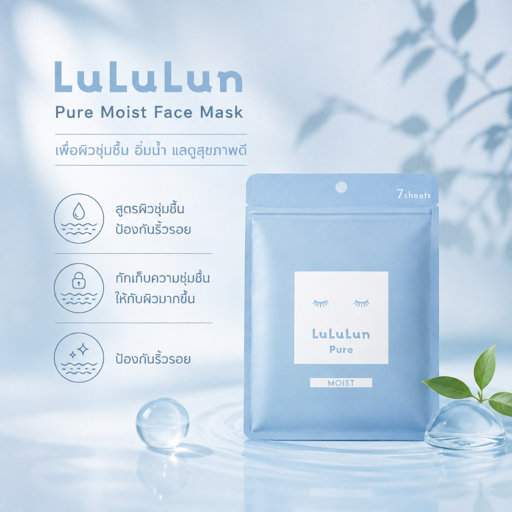 LuLuLun ماسك Pure Moist ‏(7 أوراق) — صورة 3