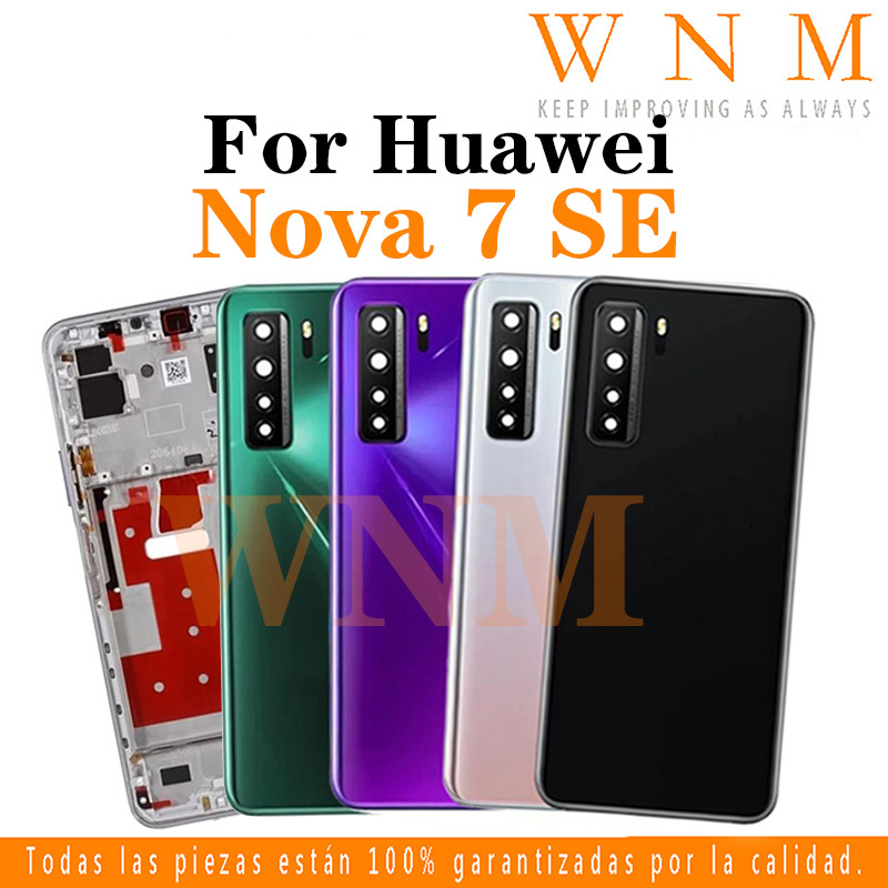 สําหรับ Huawei Nova 7 SE 7se / P40 Lite 5G LCD กรอบด้านหน้า Bezel ฝาหลังแบตเตอรี่ + กรอบกลาง + อะไหล่กรอบกล้องด้านหลังกรณีที่อยู่อาศัยศูนย์แชสซี + ปุ่ม