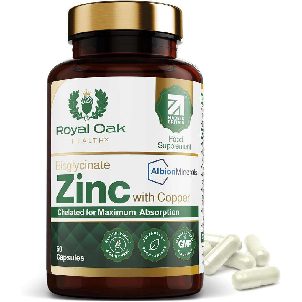 Zinc Bisglycinate 25mg with Copper (Albion Chelated) x60 Capsules (2 Month Supply) High Strength Zin