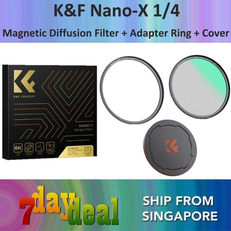 K&F NanoX Magnetic Black Pro st Filter 1/4 + แหวนอะแดปเตอร์ + ฝาครอบโฟกัสอ่อน CineBloom EffectTH99 C