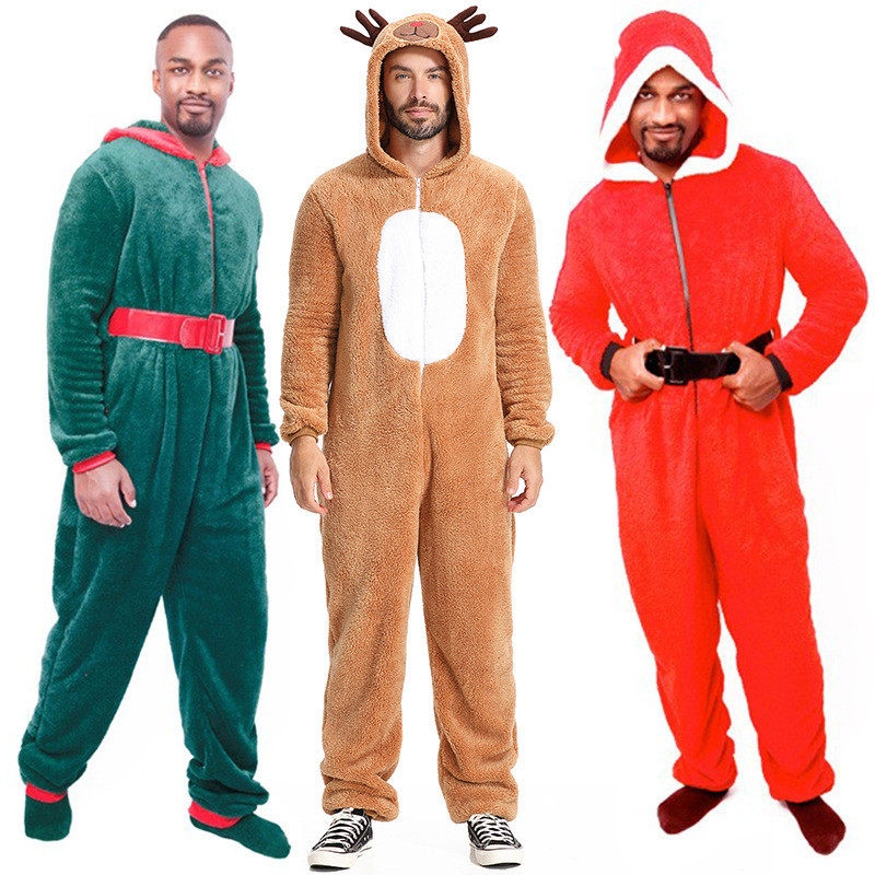 1007-GZPS 1007-GZPS คอสเพลย์ฮาโลวีนอะนิเมะแอนิเมชั่นเกมคริสต์มาสผู้ใหญ่สีแดง Santa Claus Elk แต่งตัว