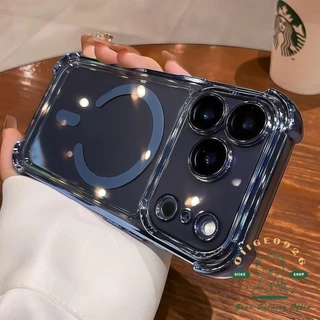 เคส iPhone17 Plated ถุงลมนิรภัยป้องกันการล่มสลายเคสโทรศัพท์แม่เหล็ก iphone17 Pro Max 16 15 14 13 12 เคสสําหรับ iPhone เคสซิลิโคนนิ่ม TPU กันกระแทก