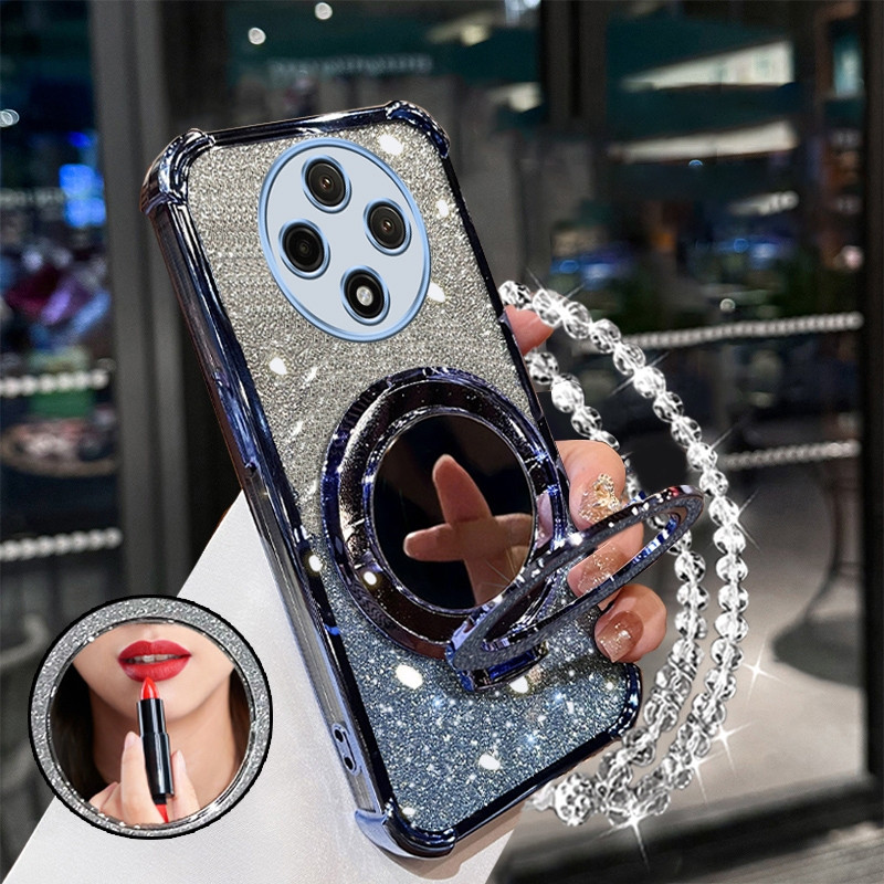 สําหรับ honor X9C X9A X9B 5G เคสโทรศัพท์ Softcase ซิลิโคนกันกระแทกออกแบบใหม่ความงาม Lanyard กระจกแต่งหน้าผู้ถือ SJSFHZJ01 - รูปที่ 3