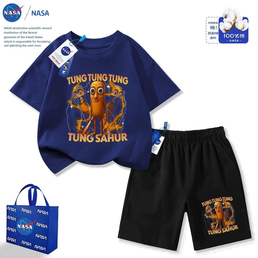 เสื้อผ้าเด็ก  ต่างประเทศ  ชุดฤดูร้อน 2025 แฟชั่นใหม่กีฬาแขนสั้นกางเกงขาสั้นชุดสูทสองชิ้น