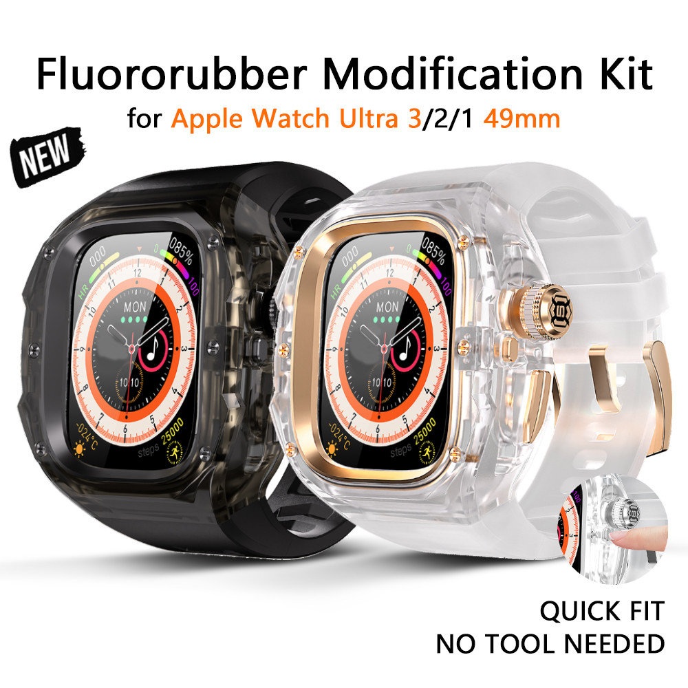 ชุดการปรับเปลี่ยนยางสําหรับ IWatch Ultra 3 49 มม.โปร่งใสสําหรับ Iwatch Ultra2 1 49 มม.ชุด Fluororubb