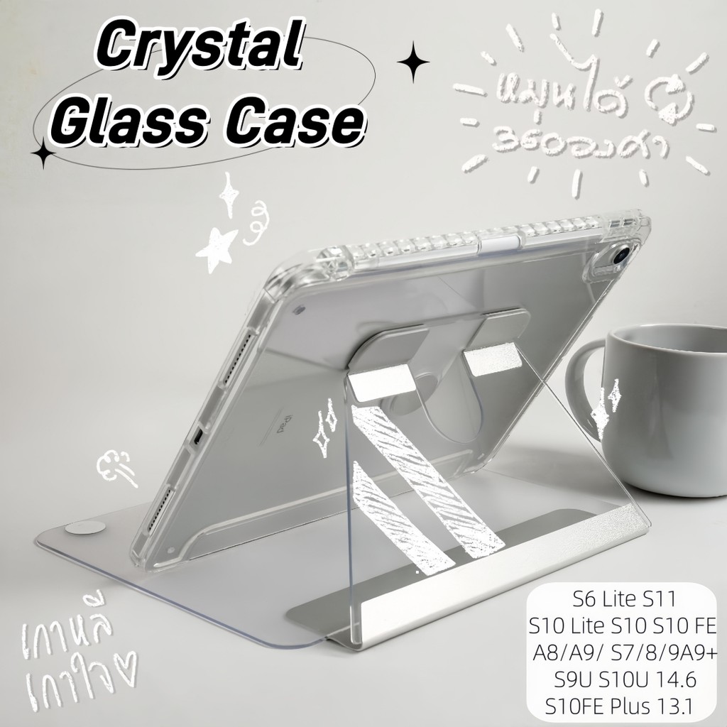 เคสแท็บเล็ตหมุนได้360° กันกระแทกอะคริลิคFor Galaxy Tab S10Lite S10+ S10FE S9/8/7 A9+ A9 S9+ S9Plus S9FE พร้อมถาดใส่ปากกา