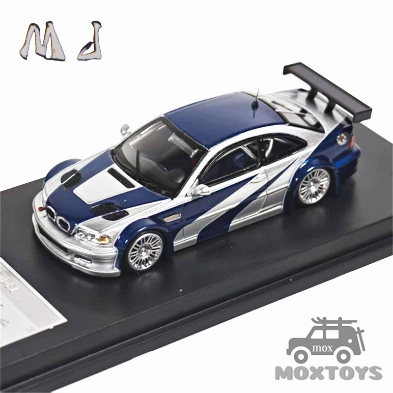 MJ รุ่น 1:64 M3 E46 GTR NFS Silver Blue รถโมเดลDiecast