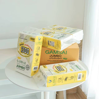 Gamsai Jumbo Facial Tissue 4 Layers 1300 Sheets กระดาษทิชชู่เช็ดหน้า แก้มใส รุ่น Jumbo แบบแขวนดึง.