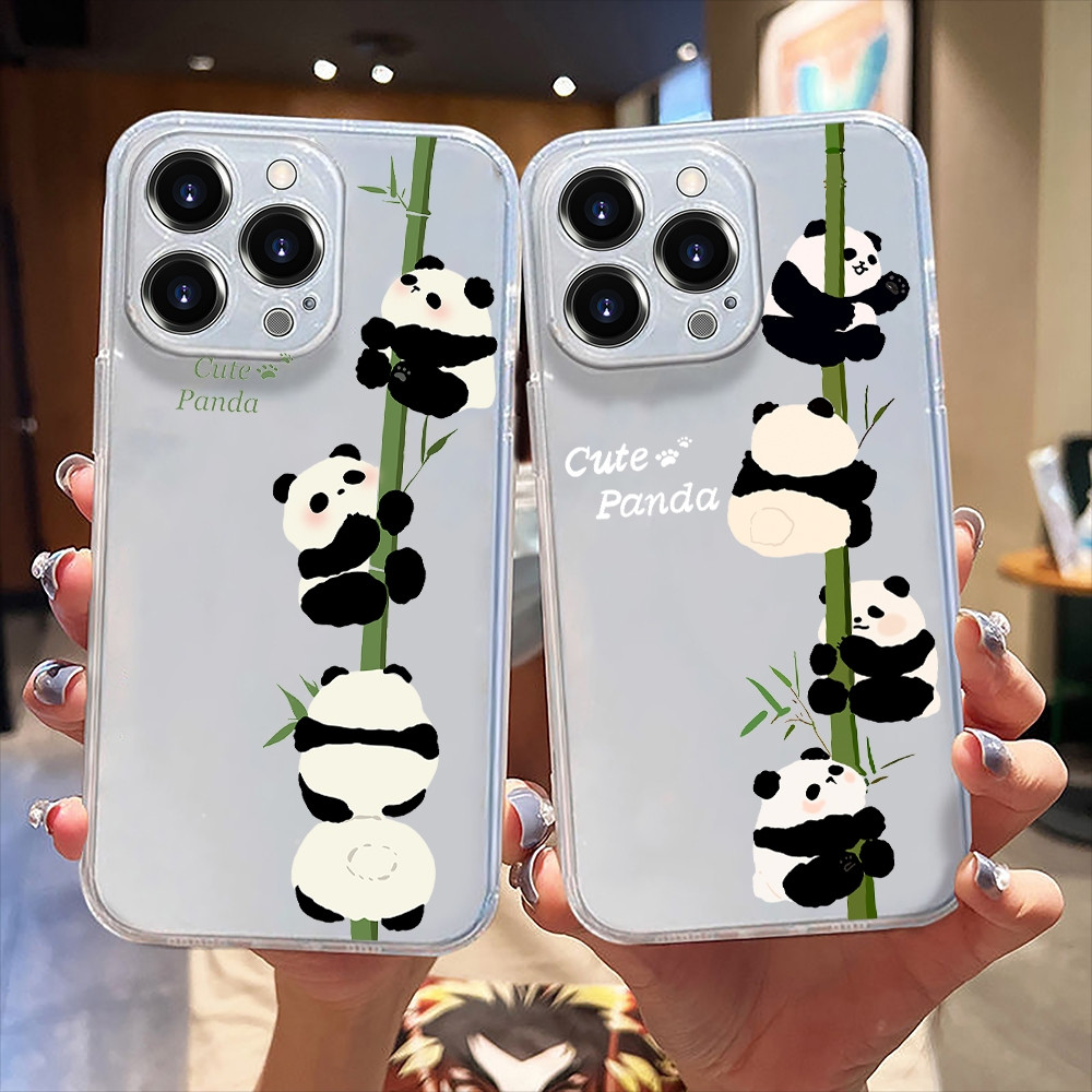 R พร้อมสต็อกปีนต้นไม้แพนด้าเคสโทรศัพท์โปร่งใสขนาดเล็กRedmi Red Note 14 14T 13 13C 12 11 Pro 5G Shock