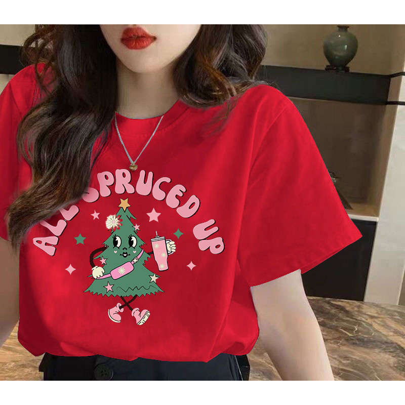 ใหม่ S-5XL Kaos 2025 Happy New Year & Merry Christmas เสื้อยืดการ์ตูนพิมพ์ผู้หญิงและผู้ชาย oi5*-